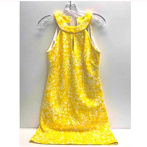 VINCE CAMUTO Marigold Yellow Keyhole Halter Sundress Sz 4 - Picture 4 of 6